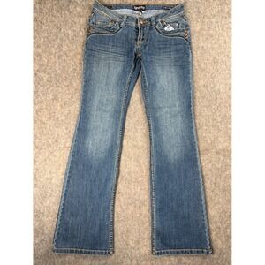 Karma Blue Women Bootcut Jeans Size 9 Medium Wash Stretch Low Rise Denim